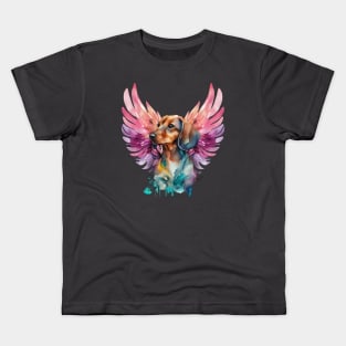 Watercolor Dachshund Angel 1 Kids T-Shirt